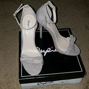 Taupe Suede Qupid Bow Heels